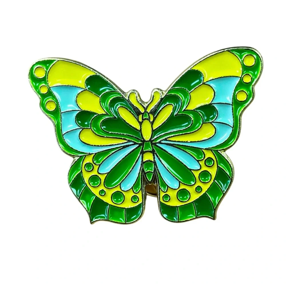 Butterfly w/ Yellow, Green And Blue Accents Enamel Pin